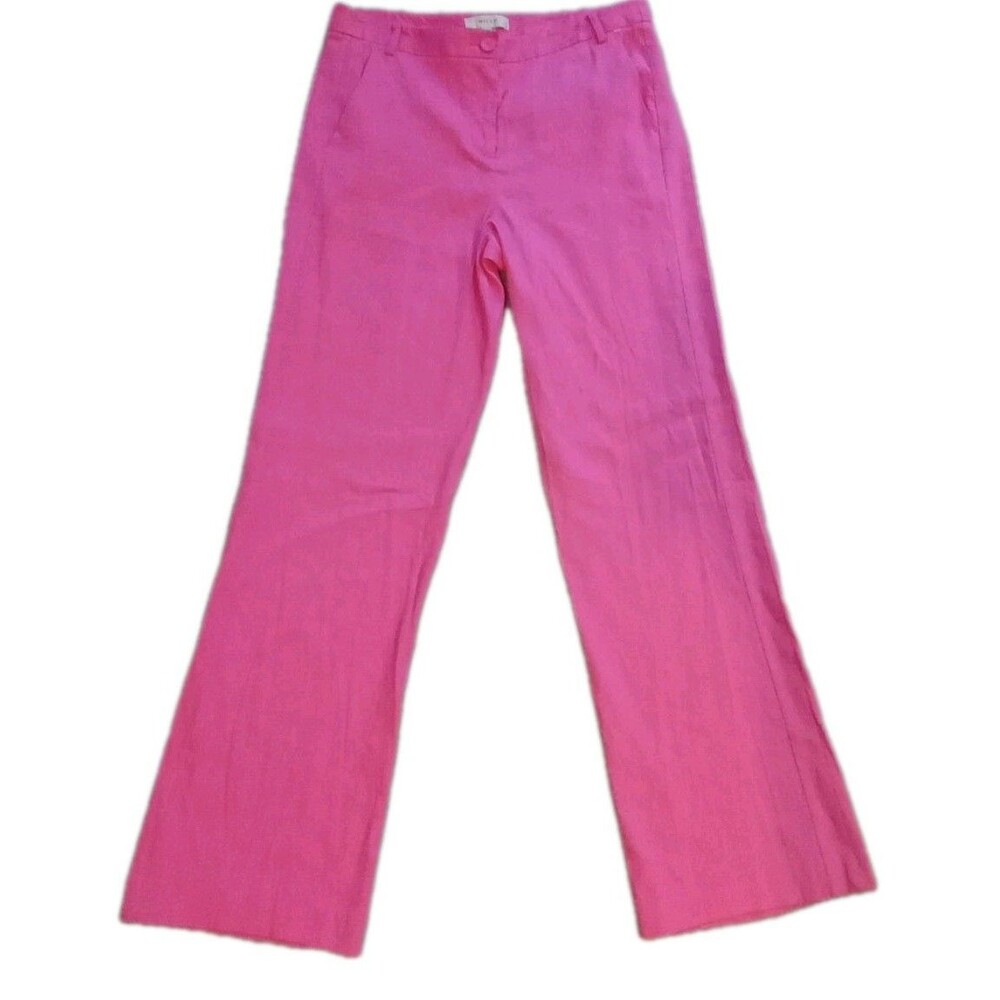 Milly Linen Wide Leg Pants Women Size 6 Pink Pockets Casual Career 17CP01  NWT